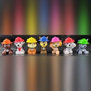 Paw Patrol Mini Cake Topper Figures Chase Rubble Marshall Skye - Lot of 7 - EUC